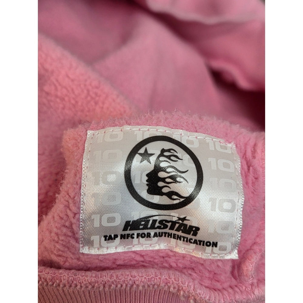 Hellstar Studios Pink Graphic Zip Up Hoodie Mens Large Flame Sleeve Streetwear - Picture 8 of 12